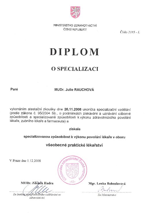 Diplom o atestaci 1